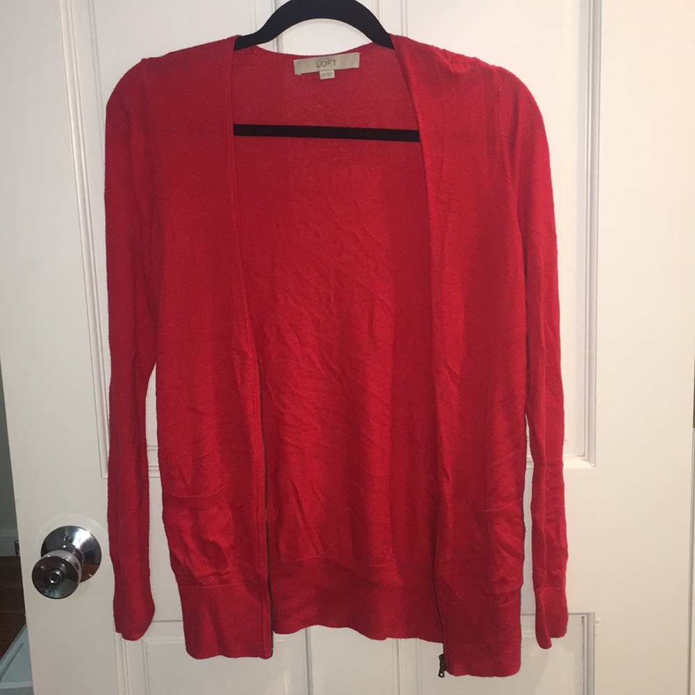 Red zip-up Cardigan